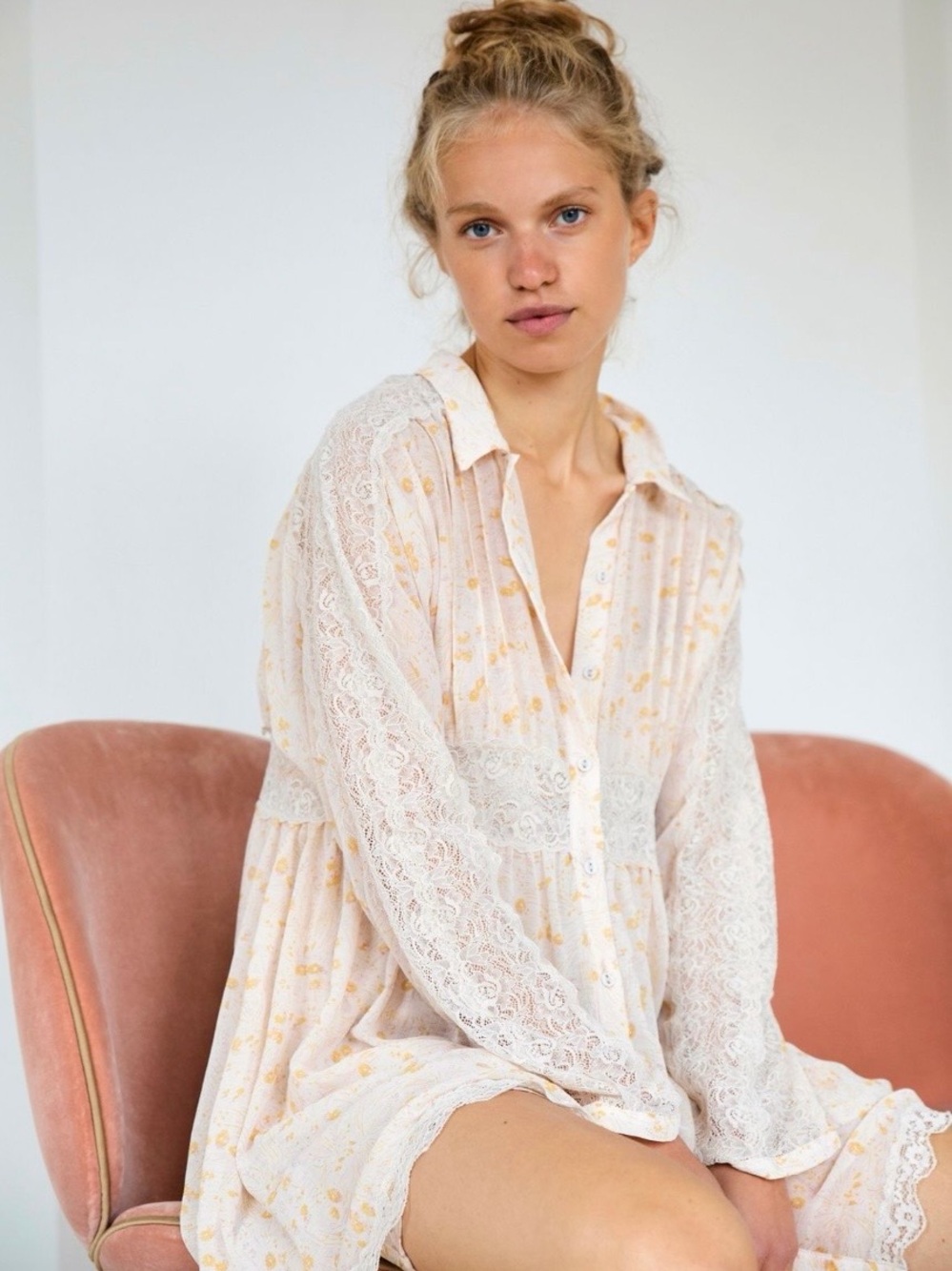 NWOT Free People Sheer Romance Mini Dress with Matching Slip